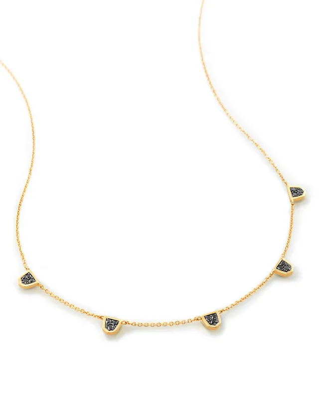 Kendra Scott Shannon 14k Yellow Gold Collar Necklace in Black